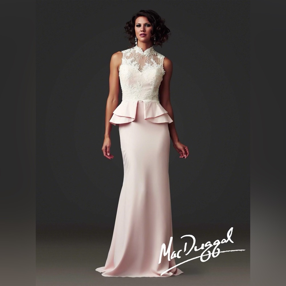 MAC DUGGAL Lace Pink Embellished Gown